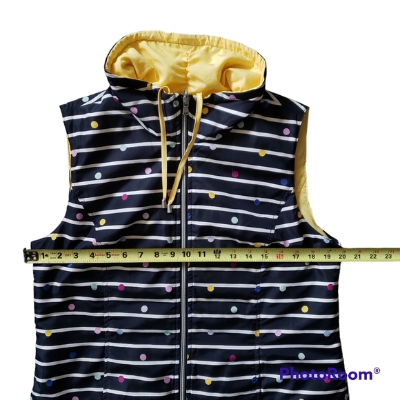 Christopher & Banks Spring Drawstring Puffer Vest  Polka Dot Full Zip Size M - Picture 7 of 8